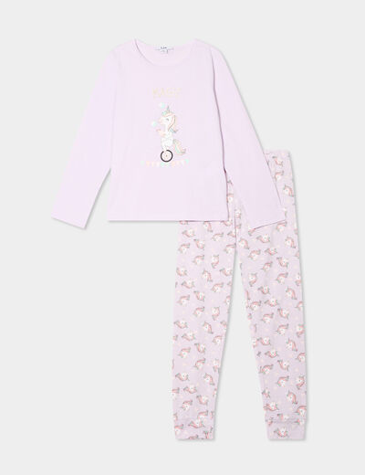 Ensemble pyjama pantalon coton mauve fille