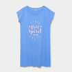 Chemise de nuit courte coton bleu electrique femme