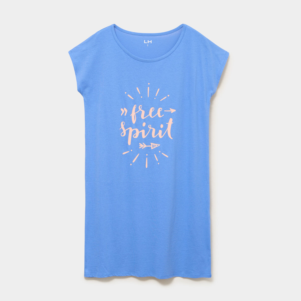 Chemise de nuit courte coton bleu electrique femme