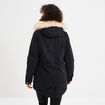 Parka cintr&eacute;e &agrave; capuche fourr&eacute;e amovible noir femme