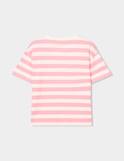 T-shirt col rond manches courtes coton ecru fille