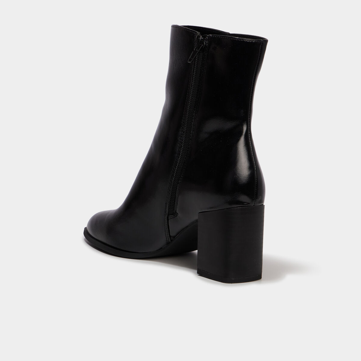 Bottines lisses talon bloc noir femme