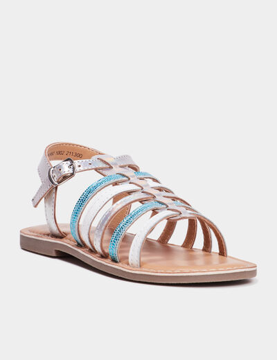 Sandales brides irisées en cuir Creeks bleu fille