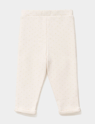 Legging molletonn&eacute; creme b&eacute;b&eacute; fille