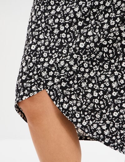 Jupe longue portefeuille stretch noir femme