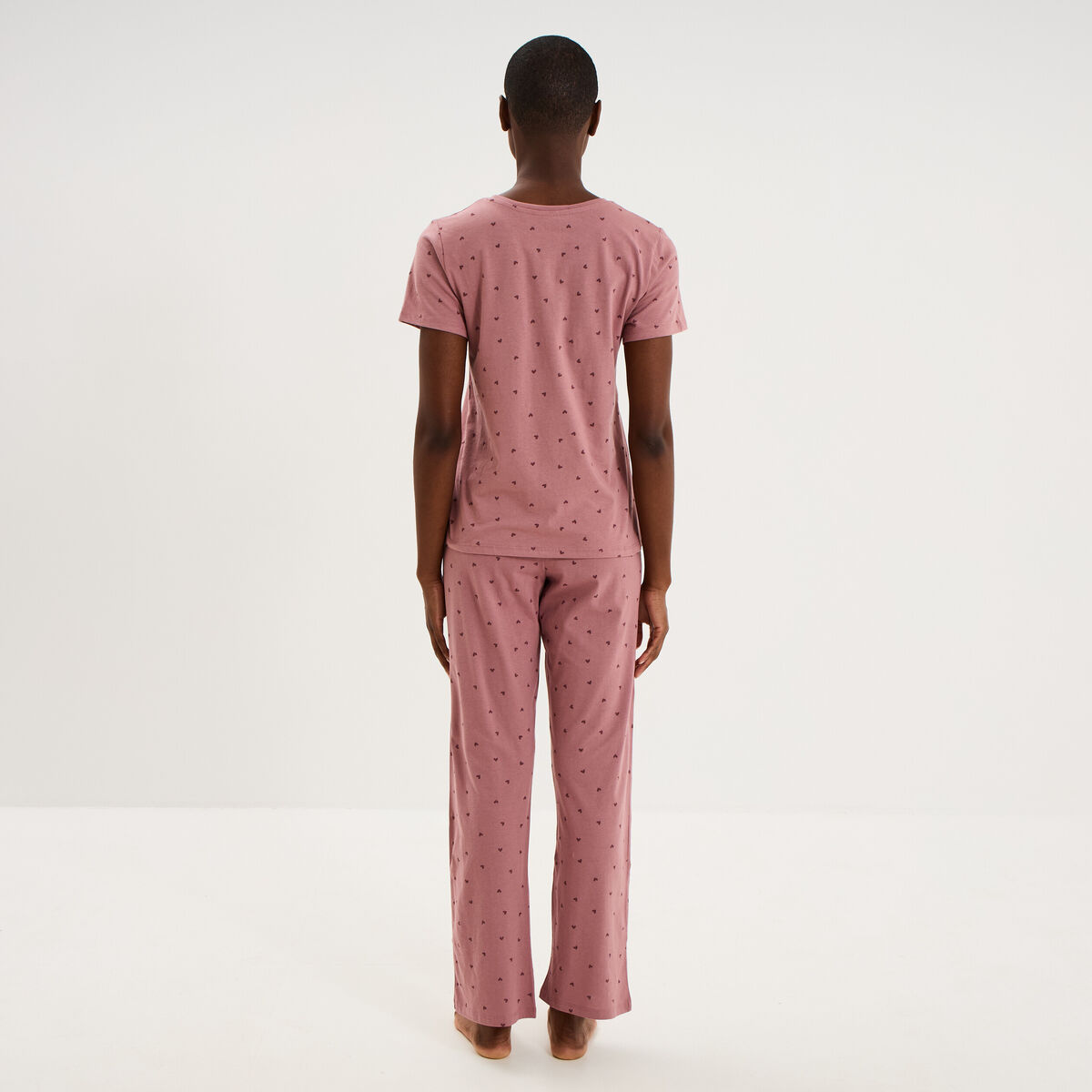 Ensemble pyjama t-shirt pantalon coton rose femme