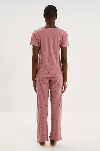Ensemble pyjama t-shirt pantalon coton rose femme