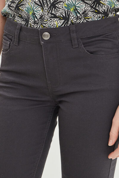 Pantalon slim taille normale gris foncé femme