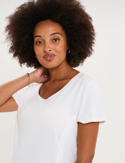 T-shirt allaitement manches courtes blanc femme maternit&eacute;