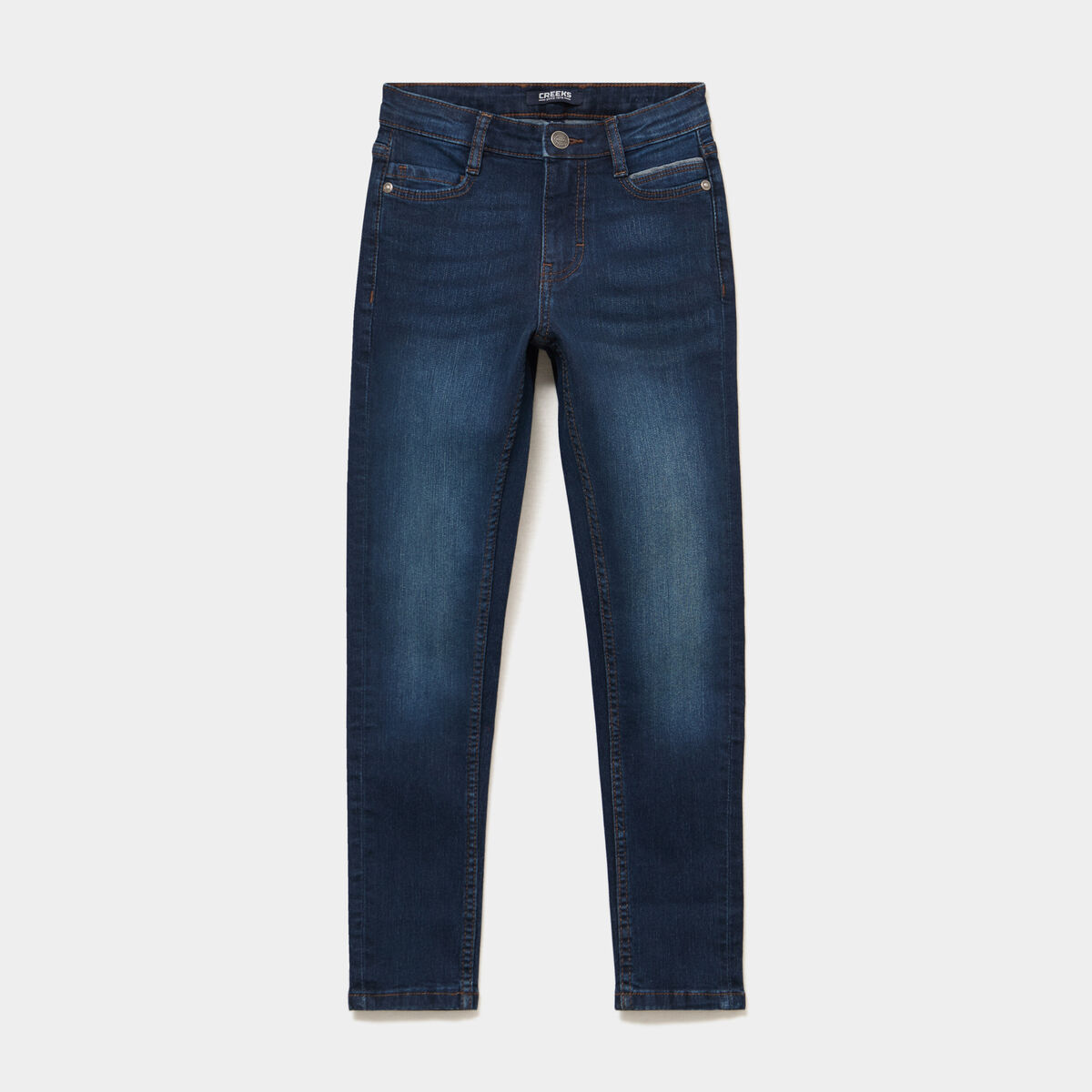 Jean skinny 5 poches taille ajustable bleu fonc&eacute; gar&ccedil;on