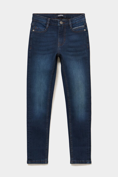 Jean skinny 5 poches taille ajustable bleu fonc&eacute; gar&ccedil;on