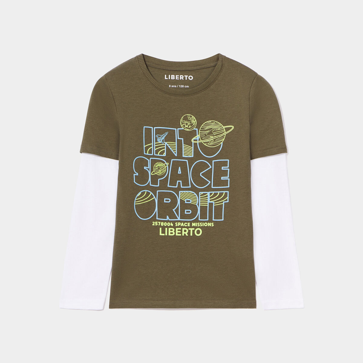 T-shirt effet 2-en-1 coton Liberto vert kaki garçon