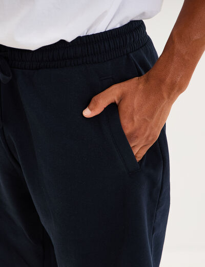 Short jogging molleton droit bleu marine homme