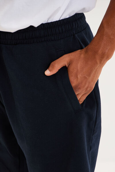 Short jogging molleton droit bleu marine homme
