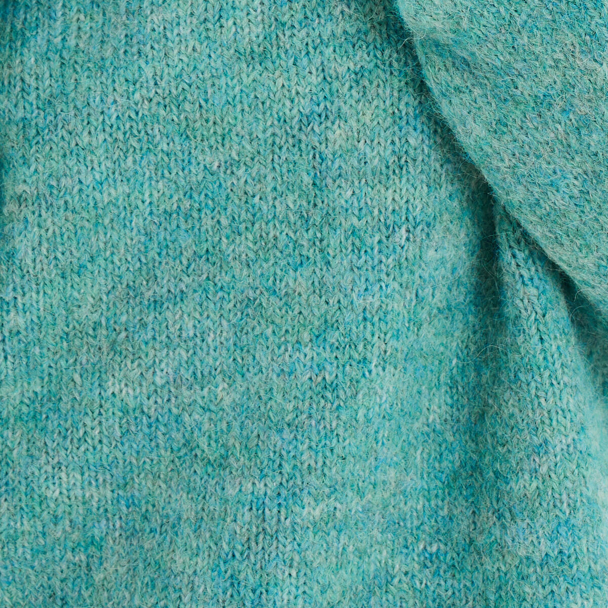 Pull col rond manches longues bleu canard femme