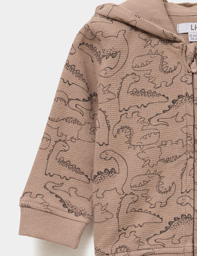 Sweat zipp&eacute; &agrave; capuche coton marron clair b&eacute;b&eacute; gar&ccedil;on
