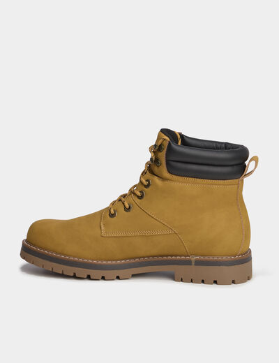 Bottines &agrave; bout rond lacets jaune homme