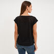 T-shirt col en V ajour&eacute; &eacute;paules et dos noir femme