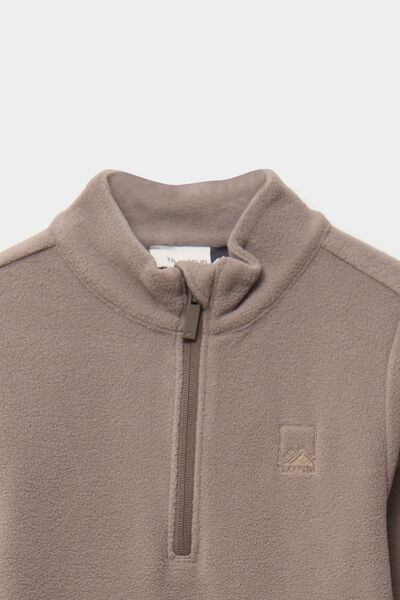 Sweat polaire col camionneur gris gar&ccedil;on