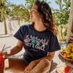 T-shirt manches courtes coton Stitch bleu marine femme