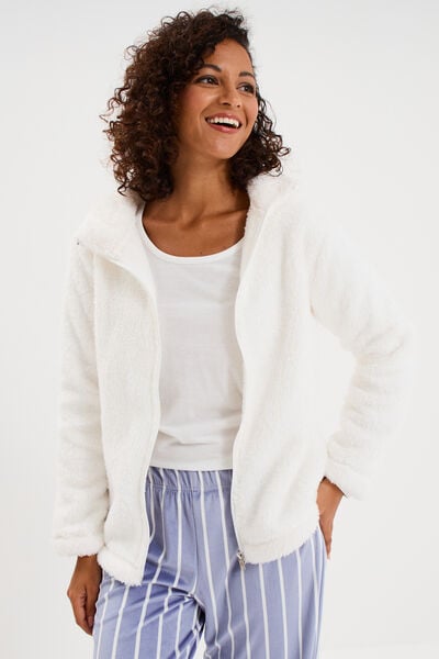 Ensemble pyjama 3 pi&egrave;ces effet polaire bleu ciel femme