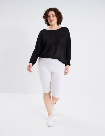 Legging court cycliste coton blanc femme grande taille
