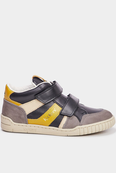 Baskets montantes en cuir Kickers gris garçon