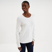Gilet col rond manches longues blanc femme