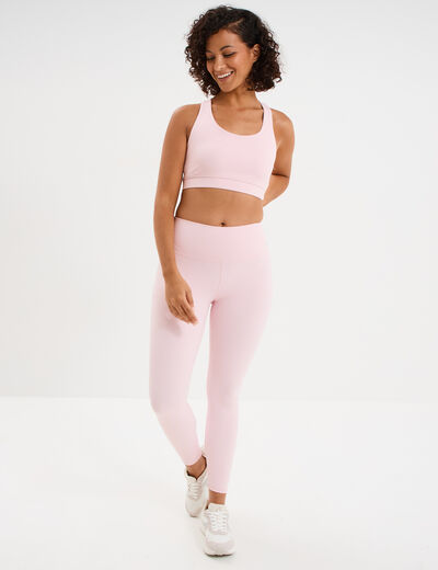 Legging de sport gainant taille haute rose clair femme