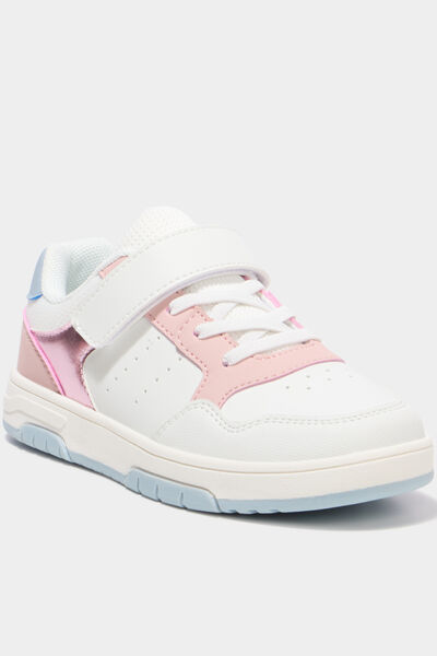Baskets &agrave; scratchs bout renforc&eacute; blanc fille