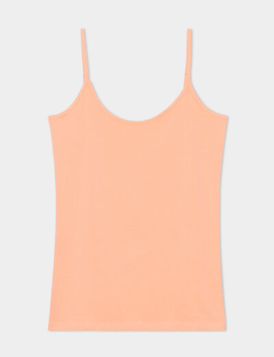 Débardeur coton bretelles réglables rose corail femme