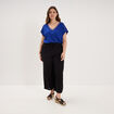T-shirt bandes dentelle col en V bleu electrique femme grande taille