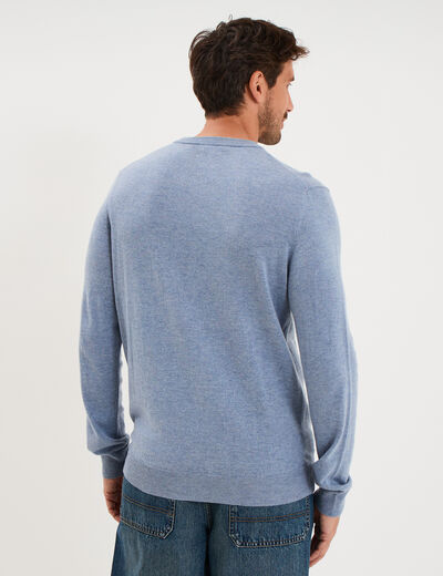 Pull col rond manches longues bleu gris homme