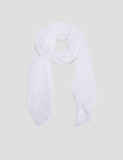 Foulard aspect froiss&eacute; blanc femme