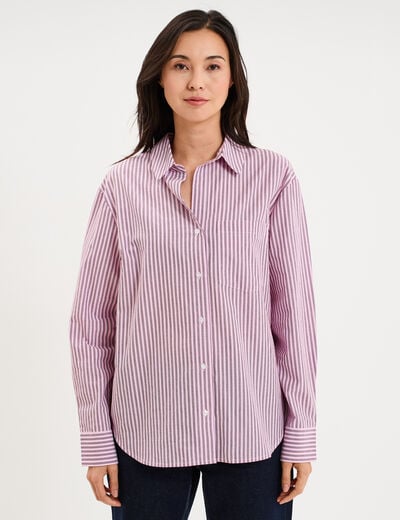 Chemise oversize 1 poche coton rose femme