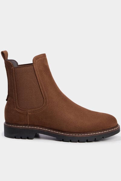 Boots chelsea effet su&eacute;dine marron femme