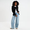Jeans large coton denim double stone femme
