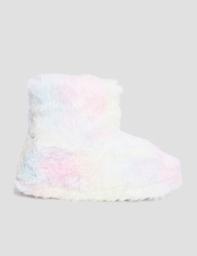 Chaussons fausse fourrure tie and dye multicolore fille