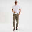 Pantalon chino slim stretch vert olive homme