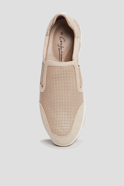 Loafers emboîtants en cuir pied large gris argent femme