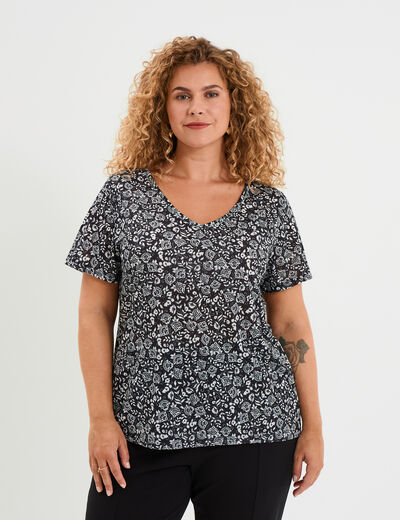 T-shirt manches courtes noir femme grande taille