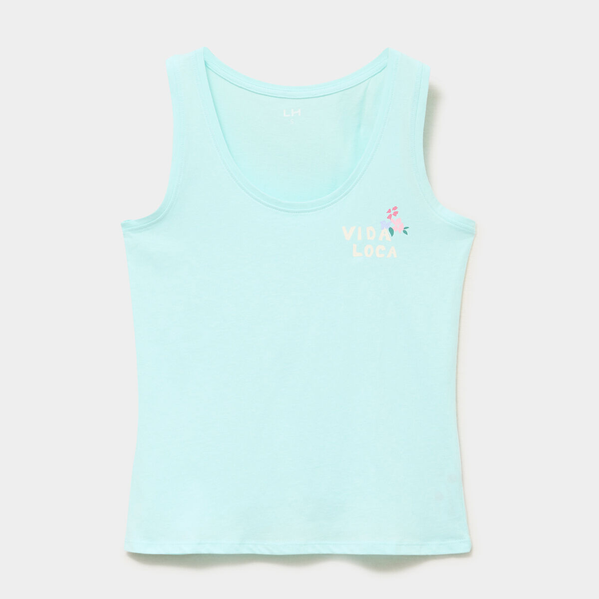 D&eacute;bardeur col rond droit coton bleu turquoise femme