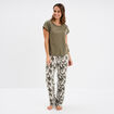 Ensemble pyjama t-shirt et pantalon ecru femme