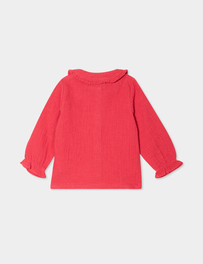 Blouse col claudine gaze de coton rouge bébé fille