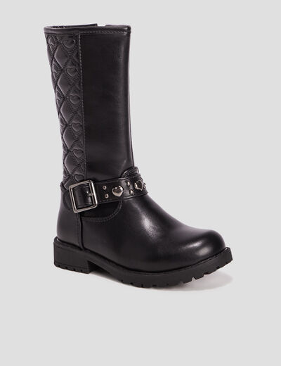Bottes zippées matelassées noir fille