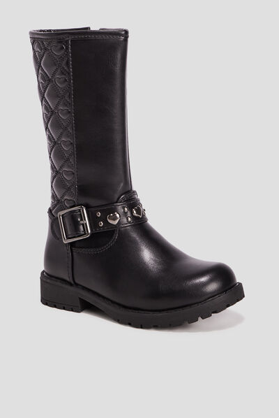 Bottes zippées matelassées noir fille
