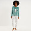 Ensemble pyjama pantalon effet velours bleu gris femme