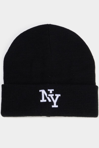 Bonnet lettres brod&eacute;es noir homme