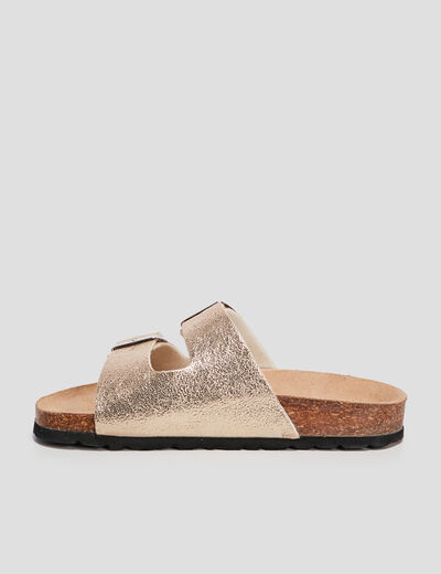 Mules avec doubles boucles jaune or femme