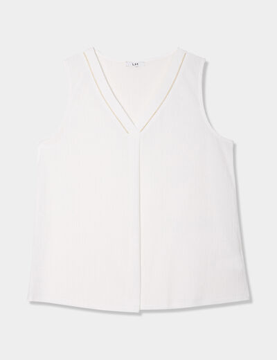 D&eacute;bardeur fluide effet gaufr&eacute; blanc femme grande taille